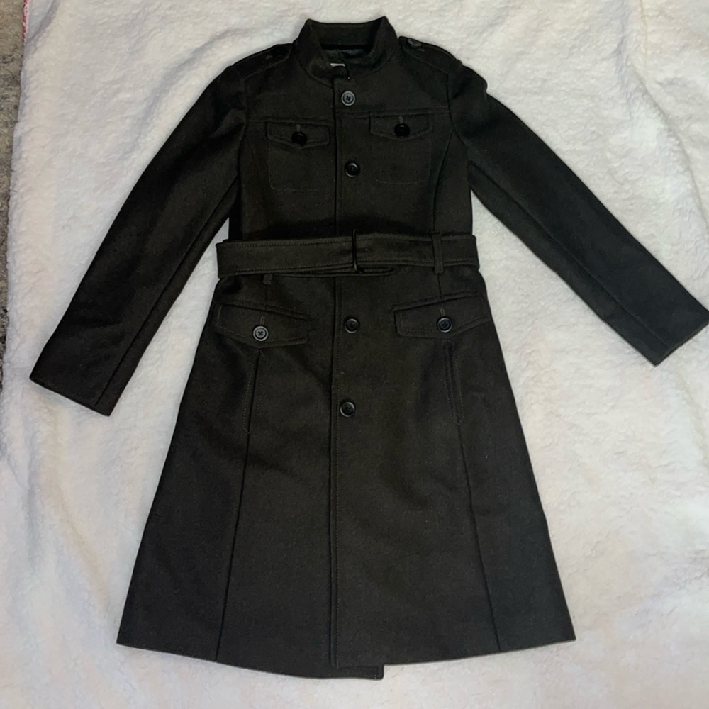 Beautiful deep olive green wool coat